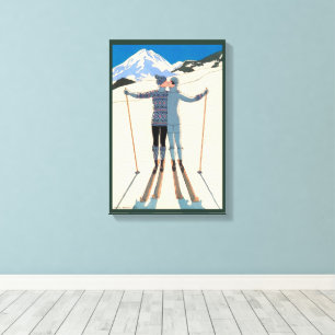 Vintage Art Deco, Lovers in Snow by George Barbier Canvas Print