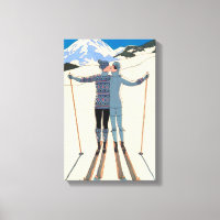 Vintage Art Deco, Lovers in Snow by George Barbier