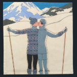 Vintage Art Deco, Lovers in Snow by George Barbier Napkin<br><div class="desc">Vintage illustration art deco love and romance design featuring a man and a woman kissing on the ski slopes of a beautiful resort. A young couple on vacation kiss on a snow covered mountain in winter. L'Hiver (aka Winter: Lovers in the Snow) by artist George Barbier,  1925.</div>