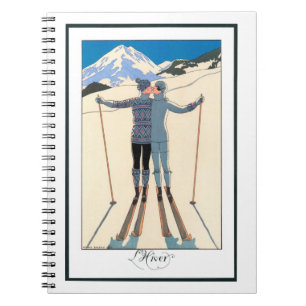 Vintage Art Deco, Lovers in Snow by George Barbier Notebook