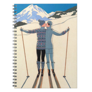 Vintage Art Deco, Lovers in Snow by George Barbier Notebook