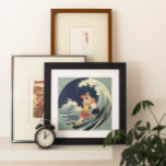 Vintage Art Deco Lovers Kiss in the Waves at Beach Poster<br><div class="desc">Vintage illustration art deco love and romance image with a young couple hugging and kissing under the surf,  an ocean wave at the beach. Artist: George Barbier,  c. 1921.</div>