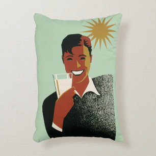 Vintage Art Deco Man, Cold Drinks in the Summer Accent Pillow