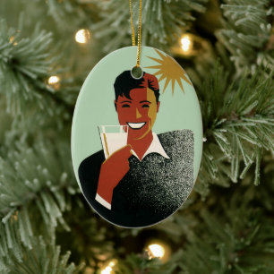 Vintage Art Deco Man, Cold Drinks in the Summer Ceramic Ornament