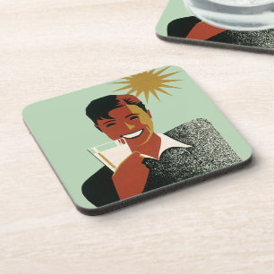 Vintage Art Deco Man, Cold Drinks in the Summer Coaster