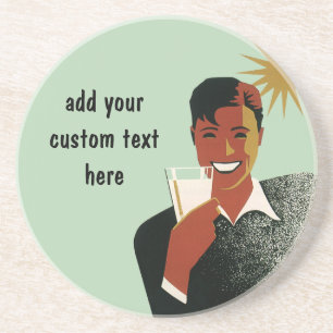 Vintage Art Deco Man, Cold Drinks in the Summer Coaster