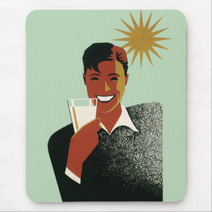 Vintage Art Deco Man, Cold Drinks in the Summer Mouse Pad