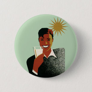 Vintage Art Deco, Man with Cocktail in the Sun 2 Inch Round Button
