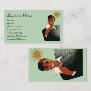 Vintage Art Deco, Man with Cocktail in the Sun Business Card