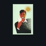 Vintage Art Deco, Man with Cocktail in the Sun Canvas Print<br><div class="desc">Vintage illustration beverages image featuring a happy,  grinning man drinking a fun and refreshing summer cocktail or soda with the sun shining. A big smile with bright white teeth! Enjoy your sunny vacation! Cheers!</div>