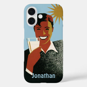 Vintage Art Deco, Man with Cocktail in the Sun iPhone 16 Case