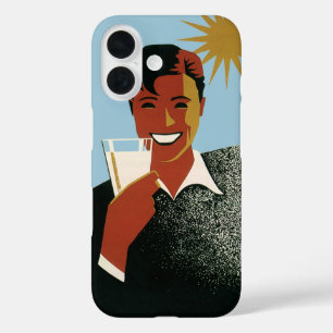 Vintage Art Deco, Man with Cocktail in the Sun iPhone 16 Case