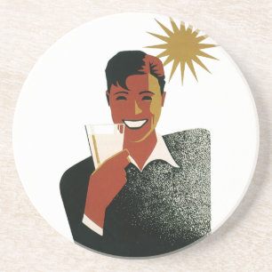 Vintage Art Deco, Man with Cocktail in the Sun Coaster