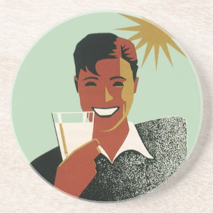 Vintage Art Deco, Man with Cocktail in the Sun Coaster