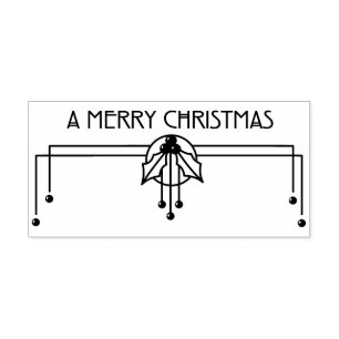 Vintage Art Deco Merry Christmas Rubber Stamp