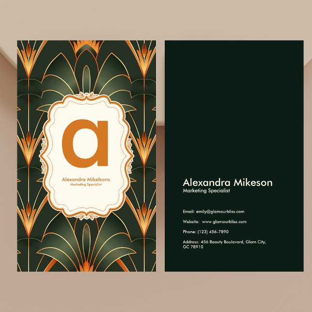 Vintage Art Deco Monogram Business Card (Creator Uploaded)