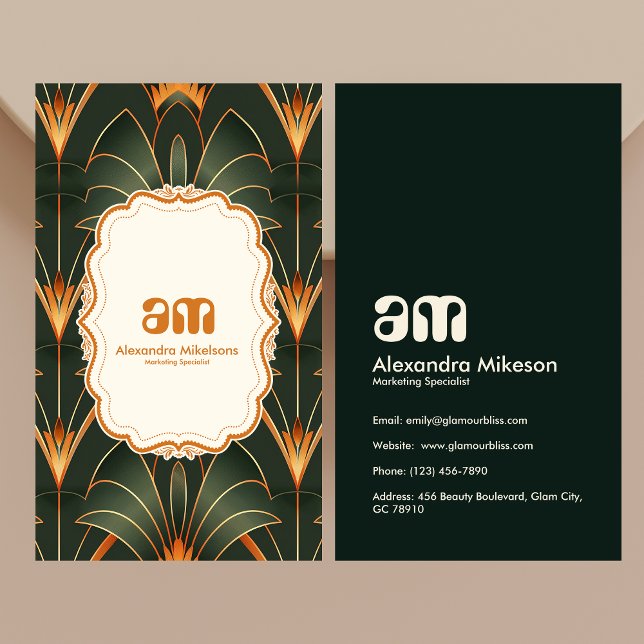 Vintage Art Deco Monogram Business Card (Creator Uploaded)