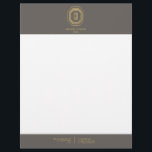 Vintage Art Deco Monogram Gold/Grey Letterhead<br><div class="desc">Coordinates with the Vintage Art Deco Monogram Gold/Grey Business Card Template by 1201AM. Your initials are elegantly displayed on this faux gold vintage-inspired art deco plaque for a unique logo. A stylish and classic design on this designer letterhead template. © 1201AM CREATIVE</div>