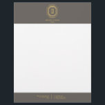 Vintage Art Deco Monogram Gold/Grey Letterhead<br><div class="desc">Coordinates with the Vintage Art Deco Monogram Gold/Grey Business Card Template by 1201AM. Your initials are elegantly displayed on this faux gold vintage-inspired art deco plaque for a unique logo. A stylish and classic design on this designer letterhead template. © 1201AM CREATIVE</div>