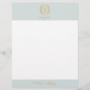 Vintage Art Deco Monogram Gold/Mint Letterhead