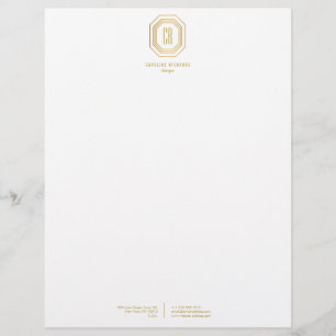 Vintage Art Deco Monogram Gold/White Letterhead