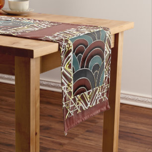 Vintage, Art Deco Motif Graphic Short Table Runner