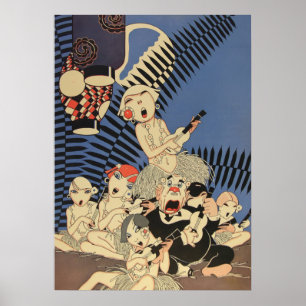 Vintage Art Deco Music Poster – 1920s Ukulele Band