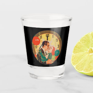 Vintage Art Deco New Year’s Eve Kiss Clock  Shot Glass