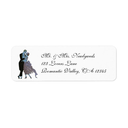 Vintage Art Deco Newlyweds, Love Wedding Dance Return Address Label