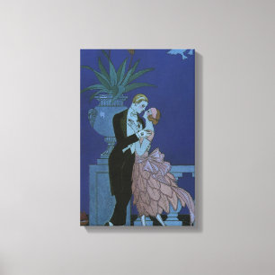 Vintage Art Deco Newlyweds, Oui by George Barbier Canvas Print
