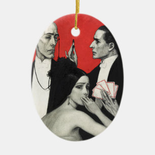 Vintage Art Deco Noir Mystery Poker Benda Art Ceramic Ornament