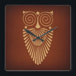 Vintage Art Deco Owl Antique Rustic Brown Style Square Wall Clock<br><div class="desc">Featuring a vintage print with an art deco owl illustration design with illustrated antique artwork on a rustic brown paper style background. Perfect for anyone who loves old fashioned style antique bird illustrations and vintage art. Find more fun vintage art pattern designs at our Vintage Atmosphere zazzle store, with thousands...</div>