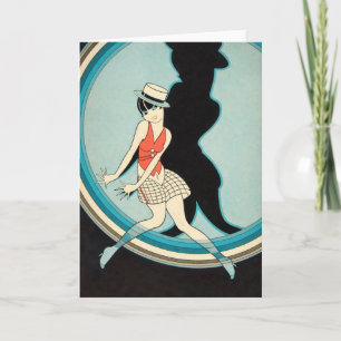 Vintage Art Deco - Para Todos - Flapper on Stage Card