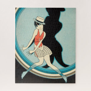 Vintage Art Deco - Para Todos - Flapper on Stage Jigsaw Puzzle