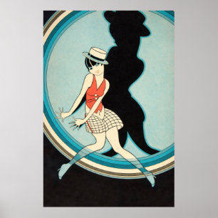 Vintage Art Deco - Para Todos - Flapper on Stage Poster