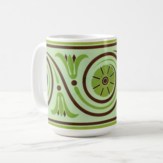 Vintage Art Deco Pattern Retro Toned Mug Cup (Front Left)