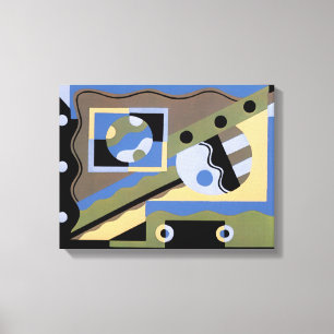 Vintage Art Deco Pochoir Jazz Cubism Pattern Canvas Print