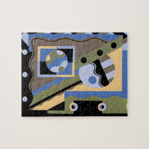 Vintage Art Deco Pochoir Jazz Cubism Pattern Jigsaw Puzzle