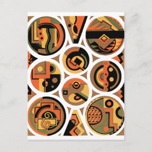 Vintage Art Deco Pochoir Jazz Geometric Circles Postcard