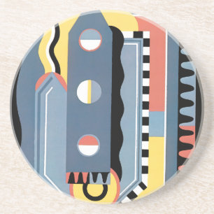Vintage Art Deco Pochoir Jazz Geometric Patterns Coaster
