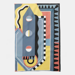 Vintage Art Deco Pochoir Jazz Geometric Patterns Kitchen Towel