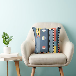 Vintage Art Deco Pochoir Jazz Geometric Patterns Throw Pillow