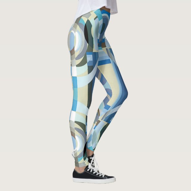 Vintage Art Deco Pochoir Jazz Geometric Shapes Leggings (Right)