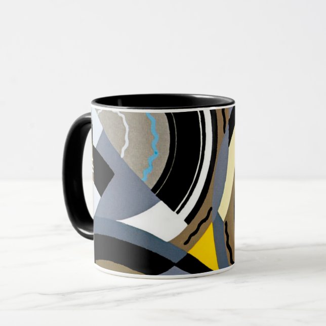 Vintage Art Deco Pochoir Jazz Geometric Shapes Mug (Front Left)