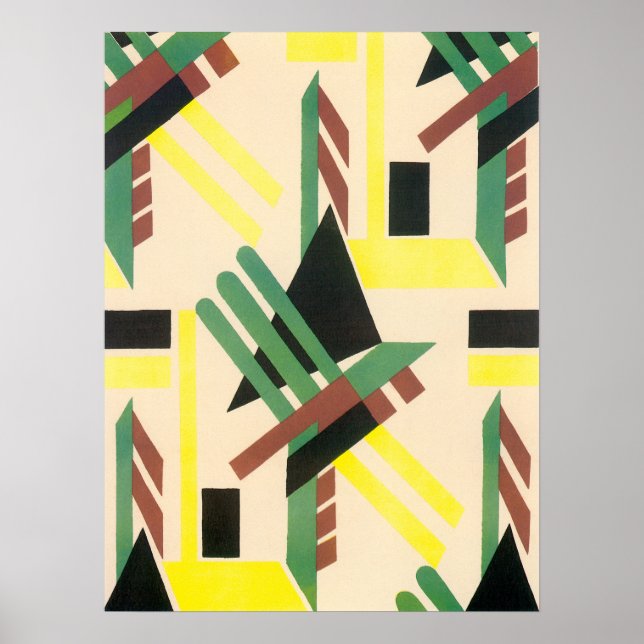 Vintage Art Deco Pochoir Jazz Geometric Shapes Poster (Front)