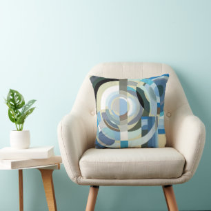 Vintage Art Deco Pochoir Jazz Geometric Shapes Throw Pillow