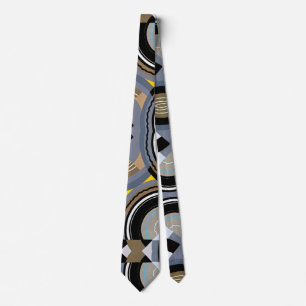 Vintage Art Deco Pochoir Jazz Geometric Shapes Tie