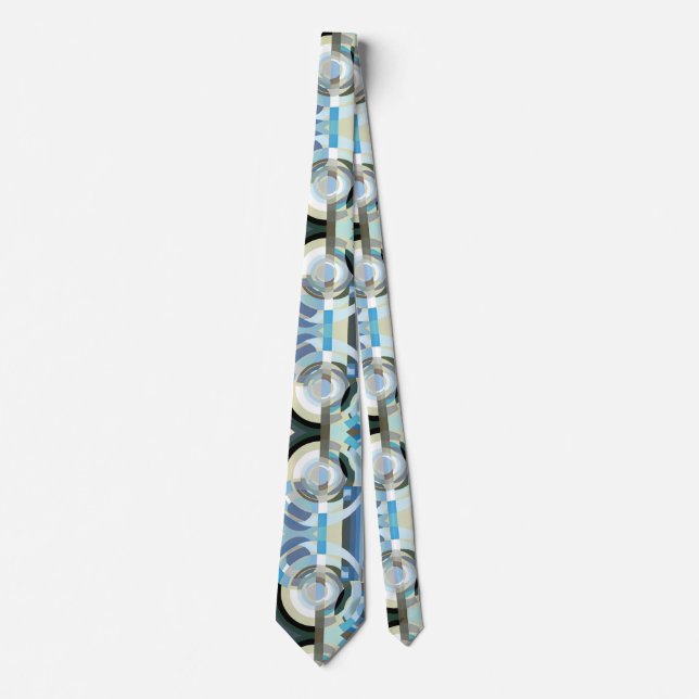 Vintage Art Deco Pochoir Jazz Geometric Shapes Tie (Front)
