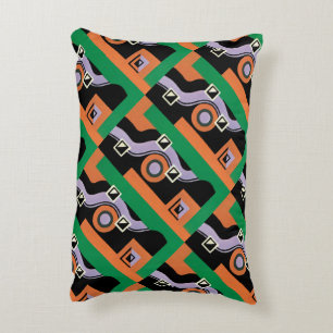 Vintage Art Deco Pochoir Jazz Illustration Pattern Accent Pillow