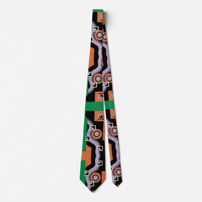 Vintage Art Deco Pochoir Jazz Illustration Pattern Tie (Front)